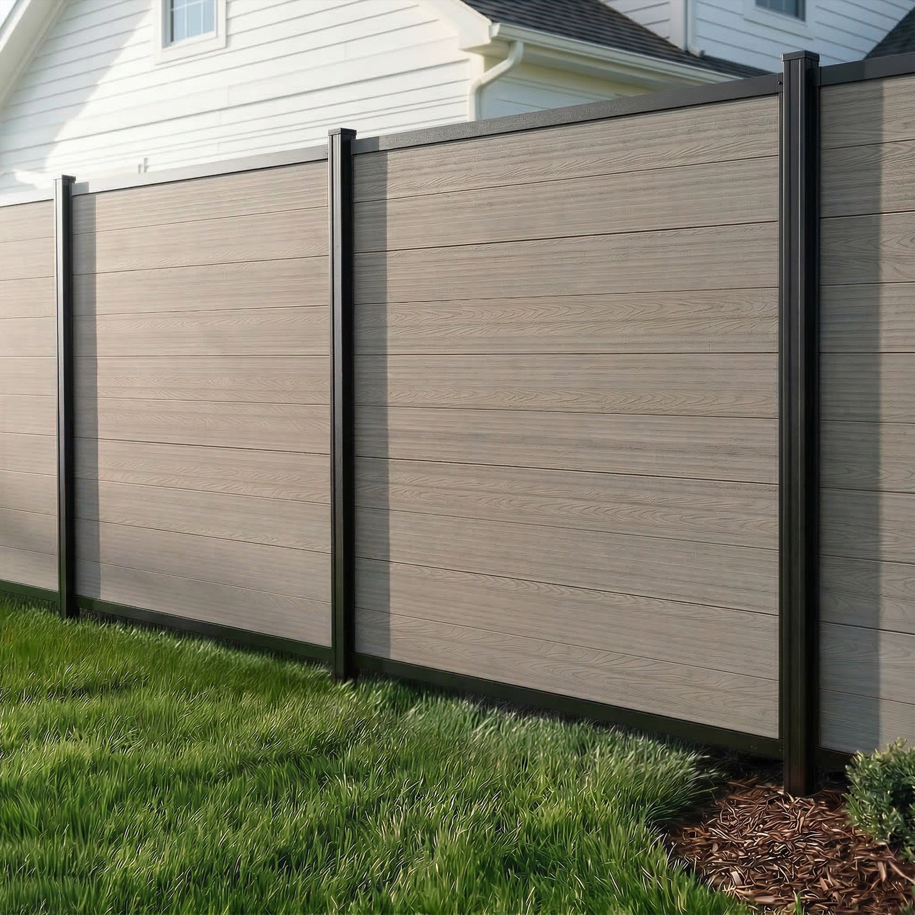 WamBam No-Dig Fence Edgewood Privacy Fence Panel, Composite Fence
